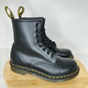 Dr. Martens 1460 Smooth Leather Lace Up Black Boots Combat Moto Womens Size 6